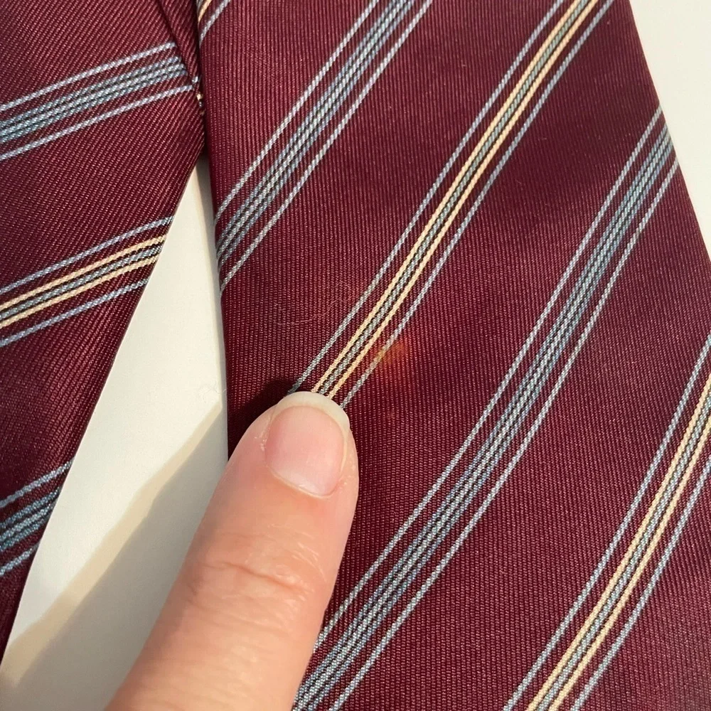 Givenchy Gentlemen Wallachs Paris Silk Tie Maroon Blue Ivory Stripe Tie